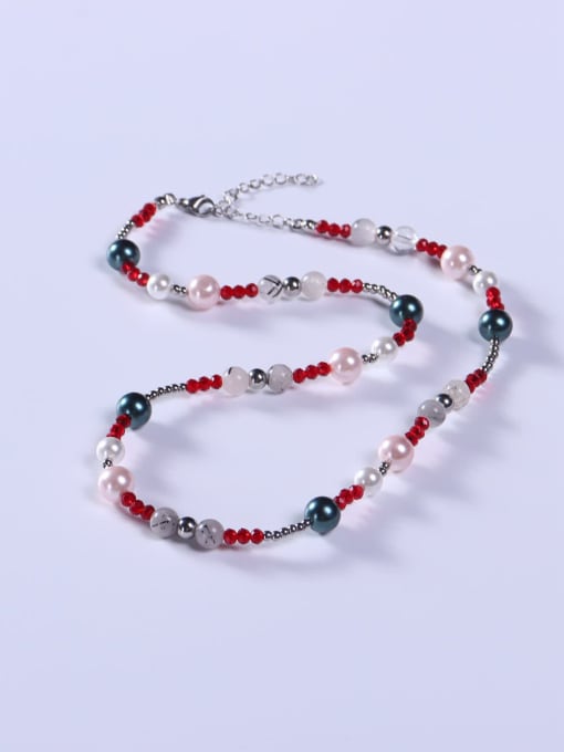BYG Beads Stainless steel Crystal Multi Color Minimalist Beaded Necklace 0