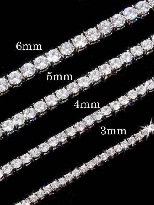 White 2.5mm16inch 925 Sterling Silver Moissanite White Minimalist Cuban Necklace