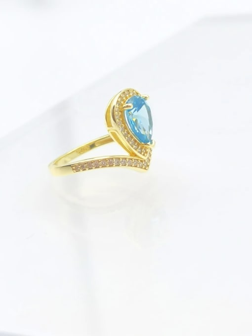 yellow 925 Sterling Silver High Carbon Diamond Blue Minimalist Band Ring