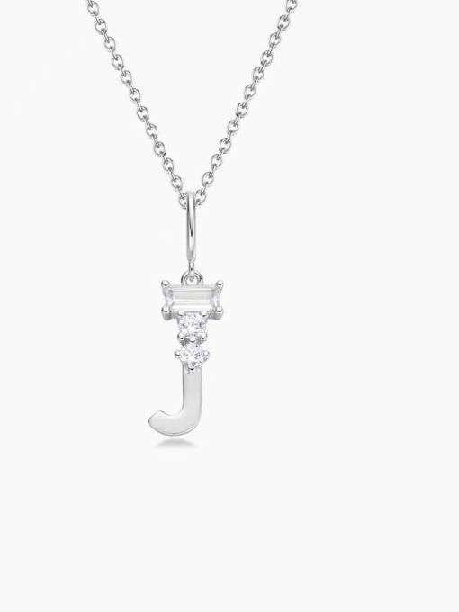 White I 925 Sterling Silver Cubic Zirconia White Minimalist Initials Necklace