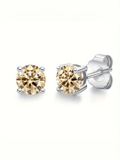 yellow 1ct+1ct 925 Sterling Silver Moissanite Multi Color Minimalist Stud Earring