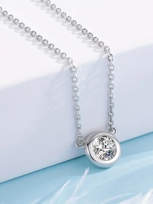 Jane Stone 925 Sterling Silver Moissanite White Minimalist Lariat Necklace 2