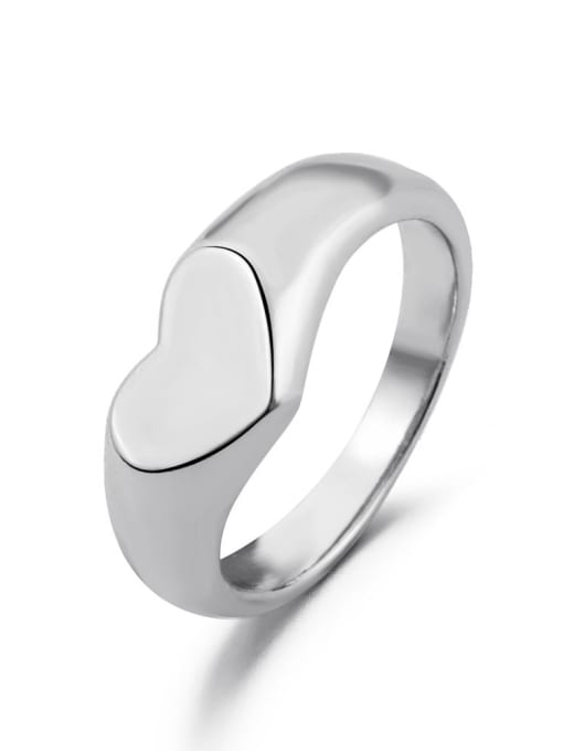 White 925 Sterling Silver Heart Minimalist Band Ring