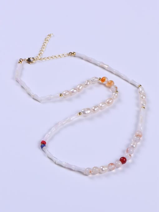 BYG Beads Stainless steel Freshwater Pearl Multi Color Minimalist Beaded Necklace 0
