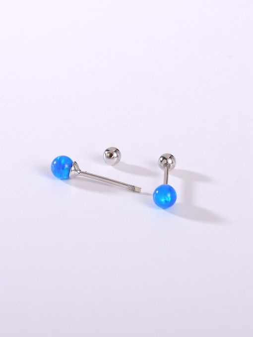 Blue 925 Sterling Silver Synthetic Opal Multi Color Minimalist Stud Earring