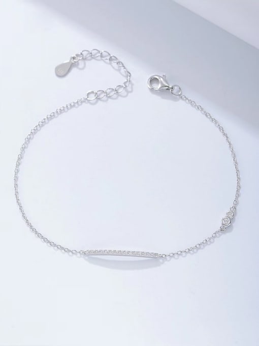YUEFAN 925 Sterling Silver Cubic Zirconia White Minimalist Adjustable Bracelet 1