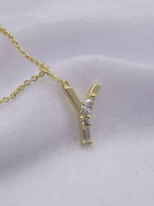 YellowY 925 Sterling Silver Cubic Zirconia White Letter Minimalist Initials Necklace