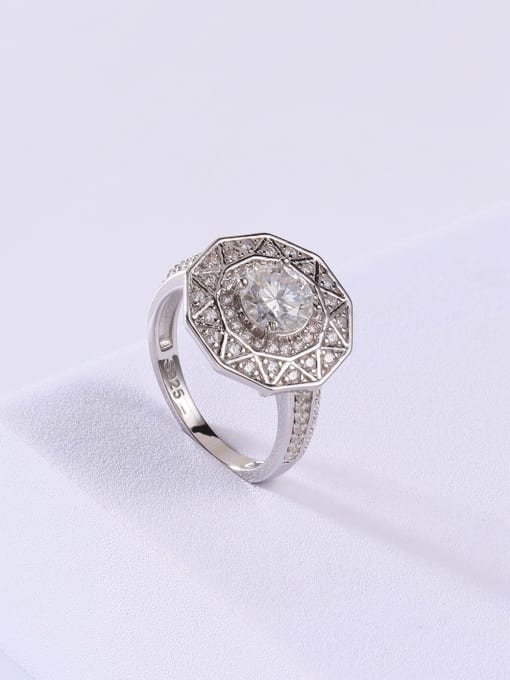 White 1ct 925 Sterling Silver Moissanite White Minimalist Band Ring