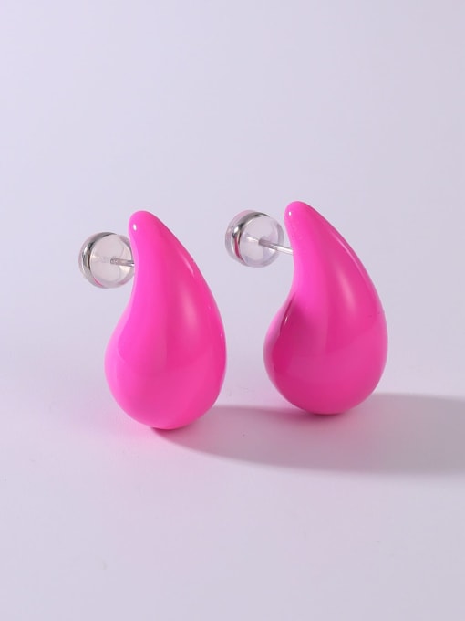 Pink15*26 Brass Water Drop Minimalist Stud Earring