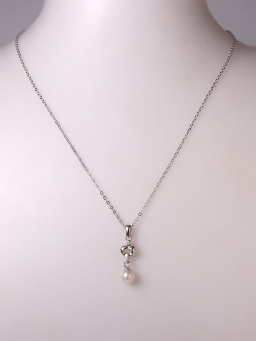 White 925 Sterling Silver Freshwater Pearl White Minimalist Lariat Necklace