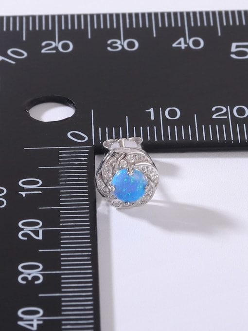 OPAL 925 Sterling Silver Synthetic Opal Multi Color Minimalist Stud Earring 4