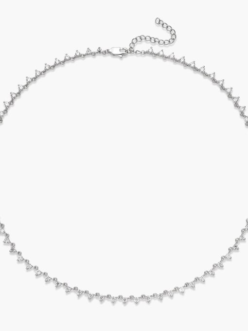 YUEFAN 925 Sterling Silver Cubic Zirconia White Minimalist Necklace 2