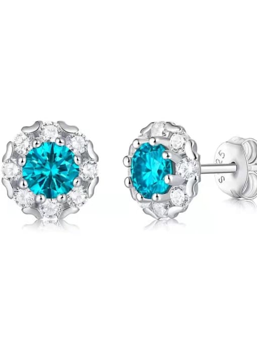 White 0.5ct +0.5ct 925 Sterling Silver Moissanite Blue Minimalist Stud Earring