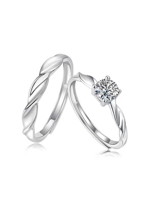 Jane Stone 925 Sterling Silver Moissanite White Minimalist Couple Ring