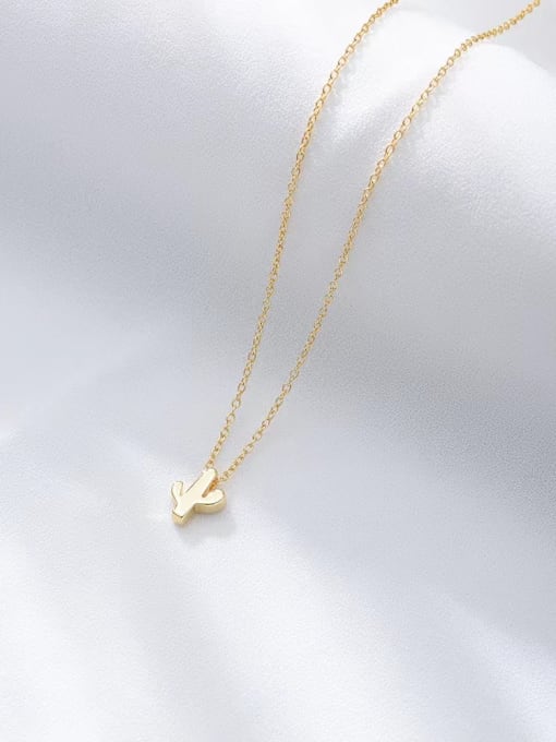 Yellow 925 Sterling Silver Cactus Minimalist Link Necklace