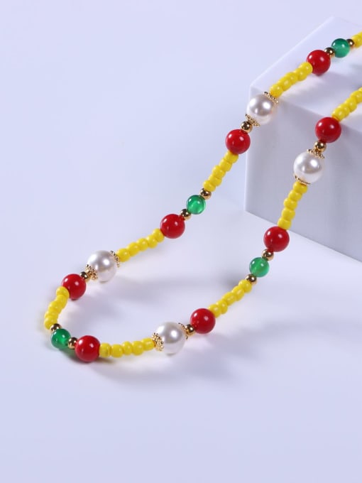 BYG Beads Stainless steel Crystal Multi Color Stone Minimalist Beaded Necklace 2