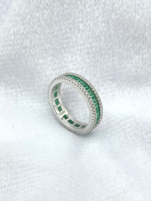 YUEFAN 925 Sterling Silver Cubic Zirconia Green Minimalist Multistone Ring 5