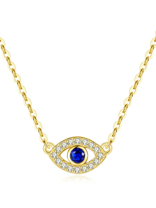 Yellow 925 Sterling Silver Cubic Zirconia Multi Color Evil Eye Minimalist Lariat Necklace