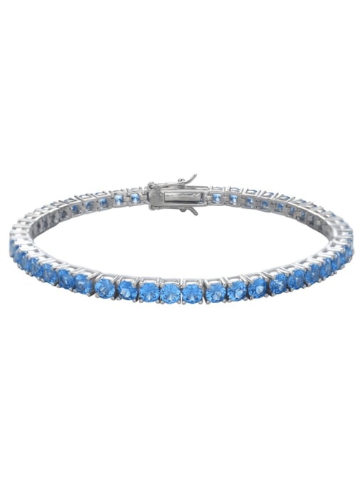 YUEFAN 925 Sterling Silver Cubic Zirconia Blue Minimalist Tennis Bracelet 0