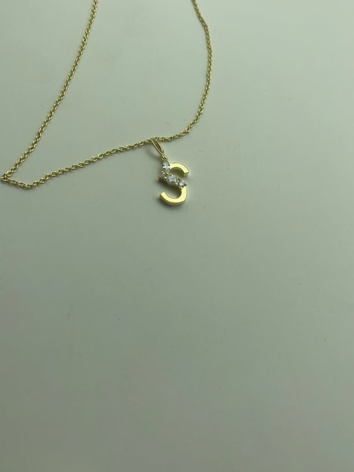 YellowS 925 Sterling Silver Cubic Zirconia White Letter Minimalist Initials Necklace
