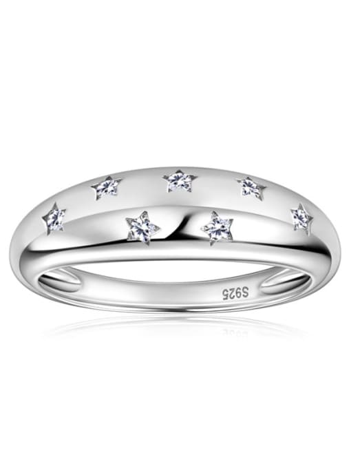 YUEFAN 925 Sterling Silver Cubic Zirconia White Minimalist Band Ring 4
