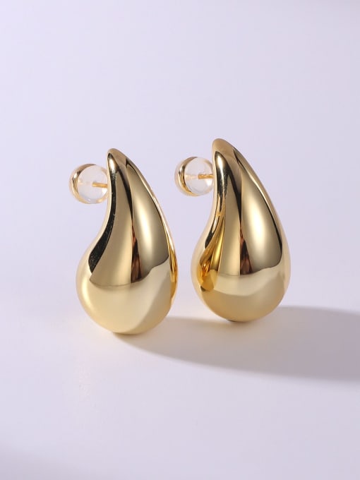 Yellow 17*34 Brass Water Drop Minimalist Stud Earring