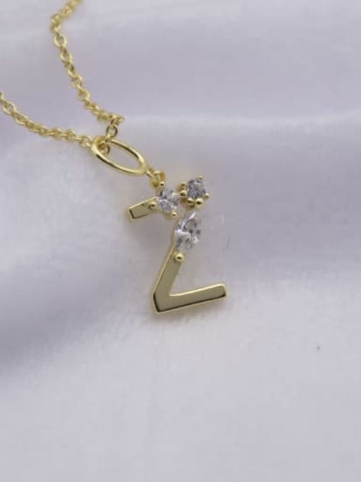 YellowZ 925 Sterling Silver Cubic Zirconia White Letter Minimalist Initials Necklace