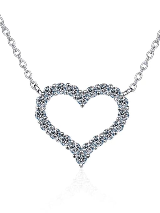 White 0.8ct 925 Sterling Silver Moissanite White Heart Minimalist Lariat Necklace