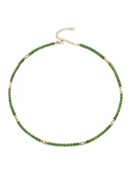 Green Brass Crystal Round Minimalist Cuban Necklace