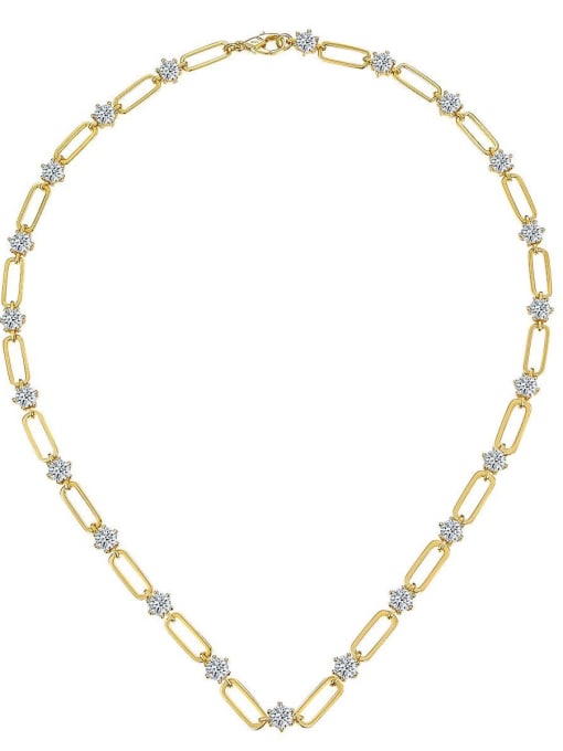 Yellow 40cm 925 Sterling Silver Cubic Zirconia White Minimalist Cuban Necklace
