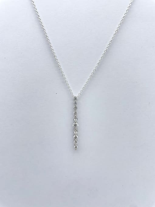 YUEFAN 925 Sterling Silver Cubic Zirconia White Lariat Necklace 0