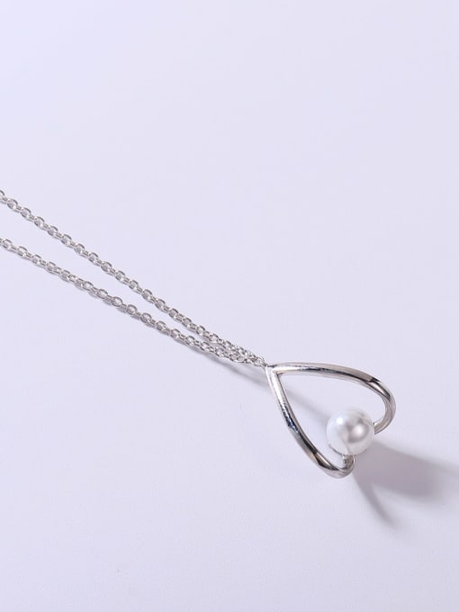 YUEFAN 925 Sterling Silver Imitation Pearl White Minimalist Lariat Necklace 2