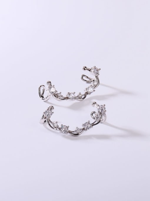 YUEFAN 925 Sterling Silver Cubic Zirconia White Minimalist Clip Earring