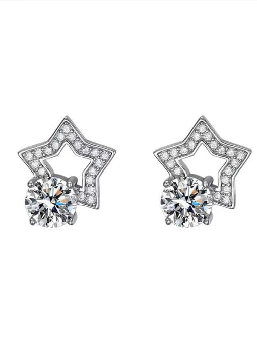 Jane Stone 925 Sterling Silver Moissanite White Minimalist Stud Earring 0