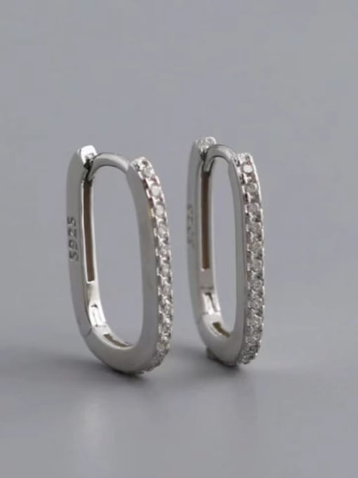 YUEFAN 925 Sterling Silver Cubic Zirconia White Geometric Dainty Huggie Earring 1