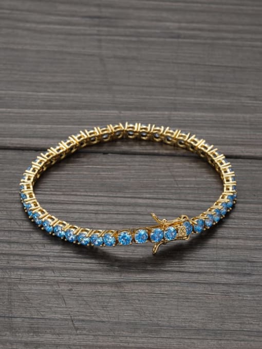 Yellow2.5mm6.5in 925 Sterling Silver Cubic Zirconia Blue Minimalist Tennis Bracelet