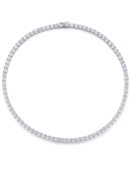 White2.5mm18in 925 Sterling Silver Cubic Zirconia White Minimalist Cuban Necklace