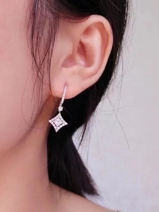 YUEFAN 925 Sterling Silver Cubic Zirconia White Minimalist Chandelier Earring 2