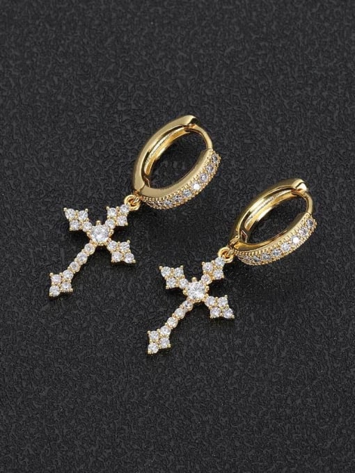 Jane Stone 925 Sterling Silver Moissanite White Cross Minimalist Clip Earring 2