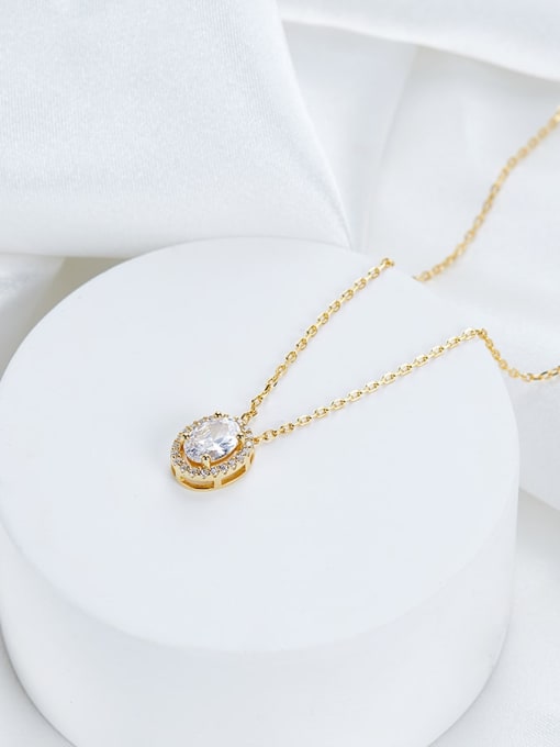 QIBAO 925 Sterling Silver Cubic Zirconia Round Classic Link Necklace 0