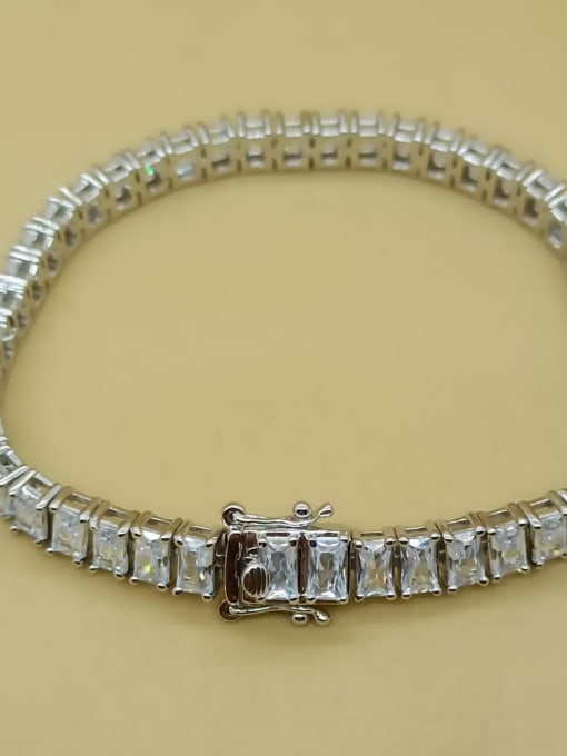 QIBAO Brass Cubic Zirconia White Rectangle Dainty Handmade Weave Bracelet 1