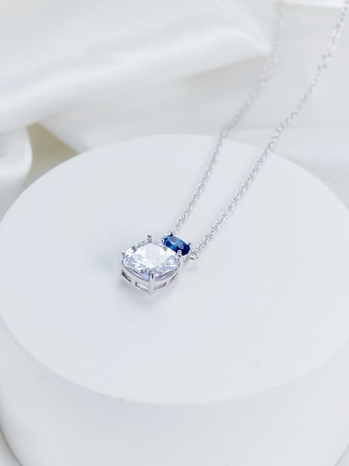 QIBAO 925 Sterling Silver Cubic Zirconia White Minimalist Link Necklace 0