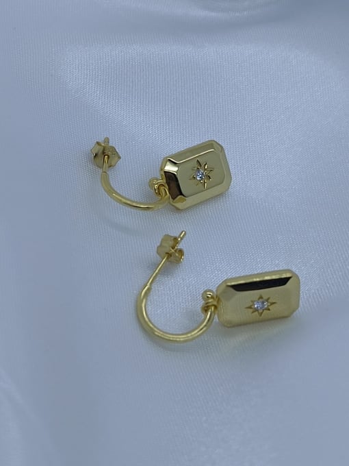 QIBAO 925 Sterling Silver Cubic Zirconia Geometric Classic Hook Earring 2