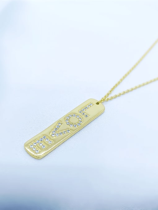 QIBAO 925 Sterling Silver Cubic Zirconia Rectangle Trend Initials Necklace 0