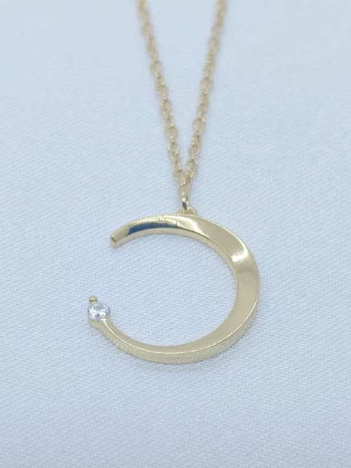 QIBAO 925 Sterling Silver Cubic Zirconia White Moon Dainty Necklace 2