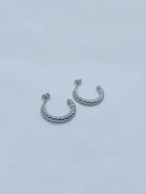 QIBAO 925 Sterling Silver Hook Trend Stud Earring 2