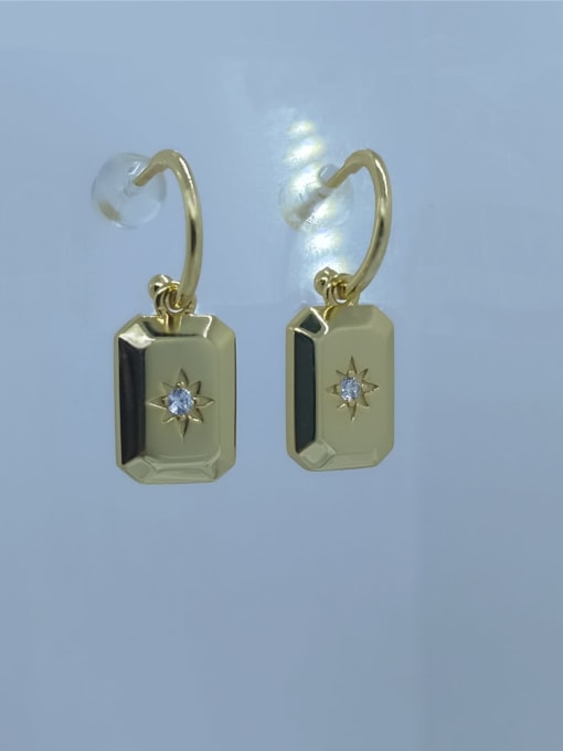QIBAO 925 Sterling Silver Cubic Zirconia Geometric Classic Hook Earring 0