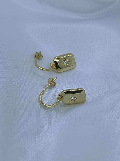 QIBAO 925 Sterling Silver Cubic Zirconia Geometric Classic Hook Earring 1