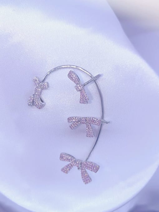 Pink Brass Cubic Zirconia Clip Ear Jacket