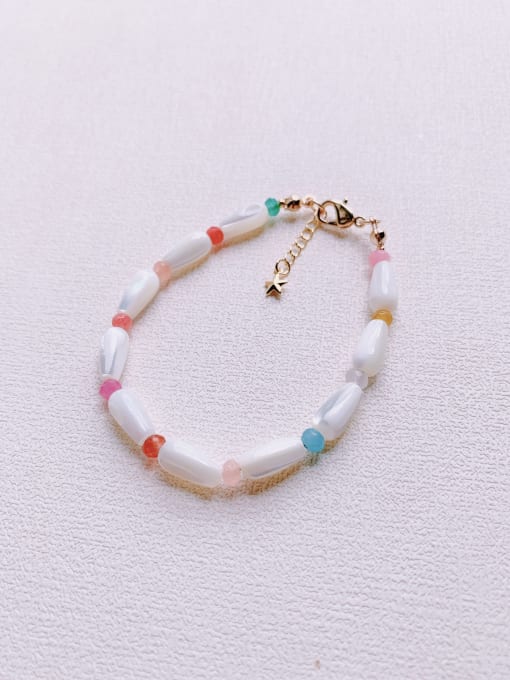 Scarlet White Natural Round Shell Beads Chain Handmade Beaded Bracelet 0